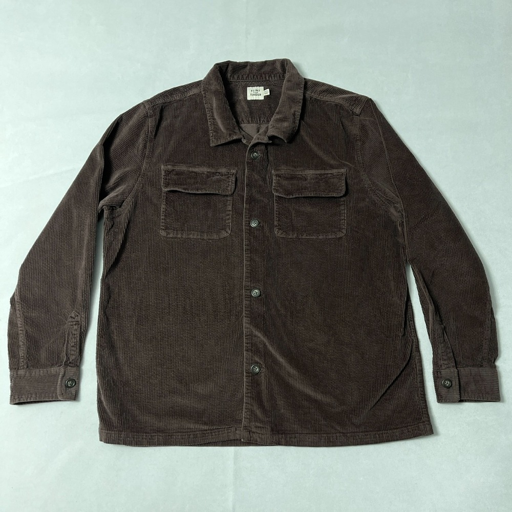Flint and Tinder Brown Corduroy Button-Down Shirt Jacket